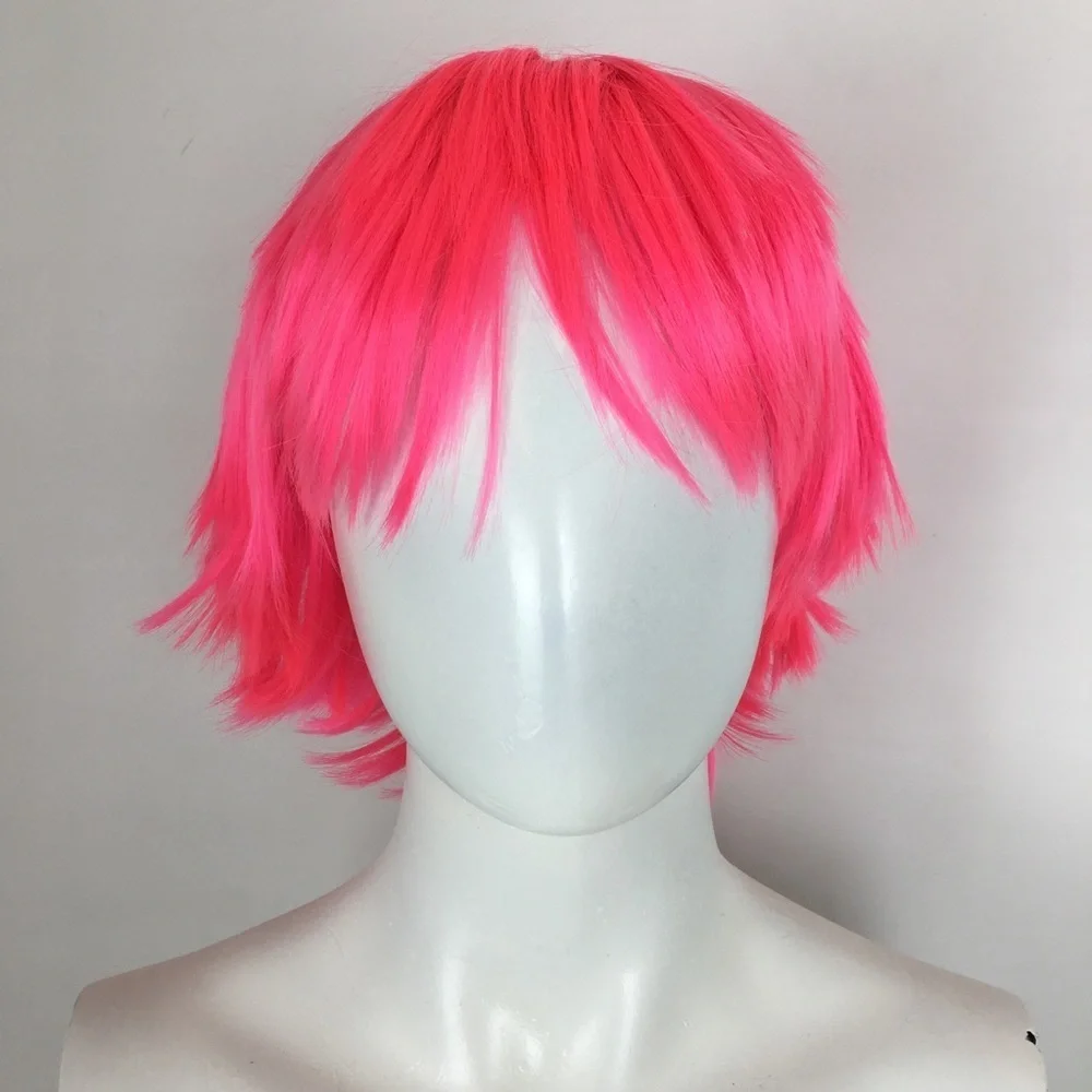 Hot Pink Choppy Bob Wig With Bangs NEW NWOT Cosplay Emo Gamer Anime
